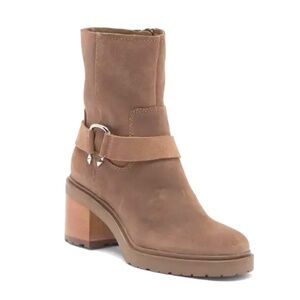 Dolce Vita Camros Leather Buckled Moto Ankle Boot Truffle SZ 9.5